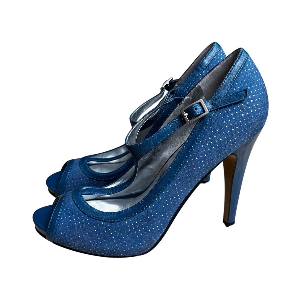 Nine West Eastbound high heels1/2” platform leather 4” heel perforated & patent